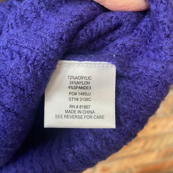 KIKIT Purple Hooded Sweater Cable Knit Size Small Casual Chunky Relaxed - Picture 5 of 5